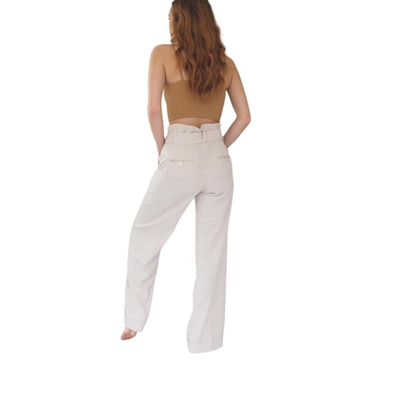 Wide Leg Slacks Flare Leg Belted Trousers Womens Size 4 Waist 28 - Picture 4 of 6